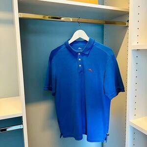 Tommy Bahama blue, short sleeved polo shirt.